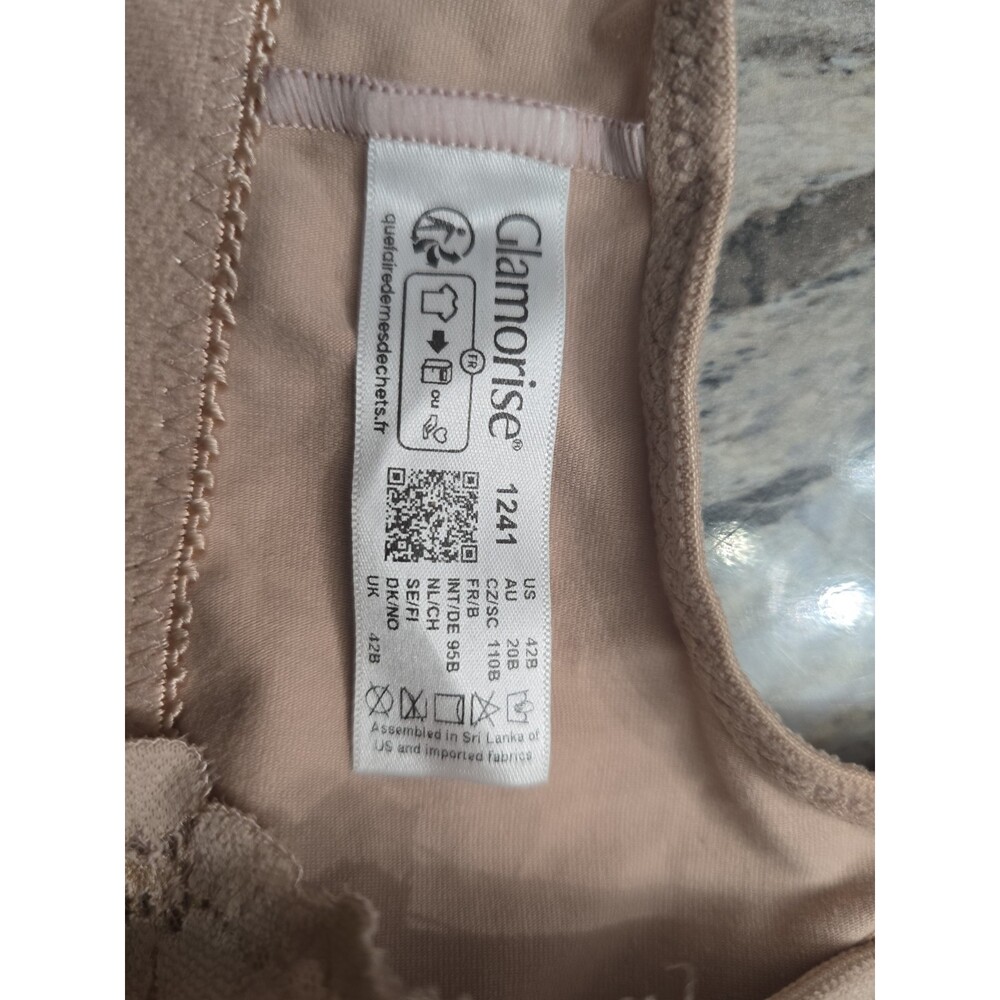 Glamorise 1241 Front-Closure Plus Size WonderWire Underwire Bra 42B Cafe Nude - Picture 9 of 11